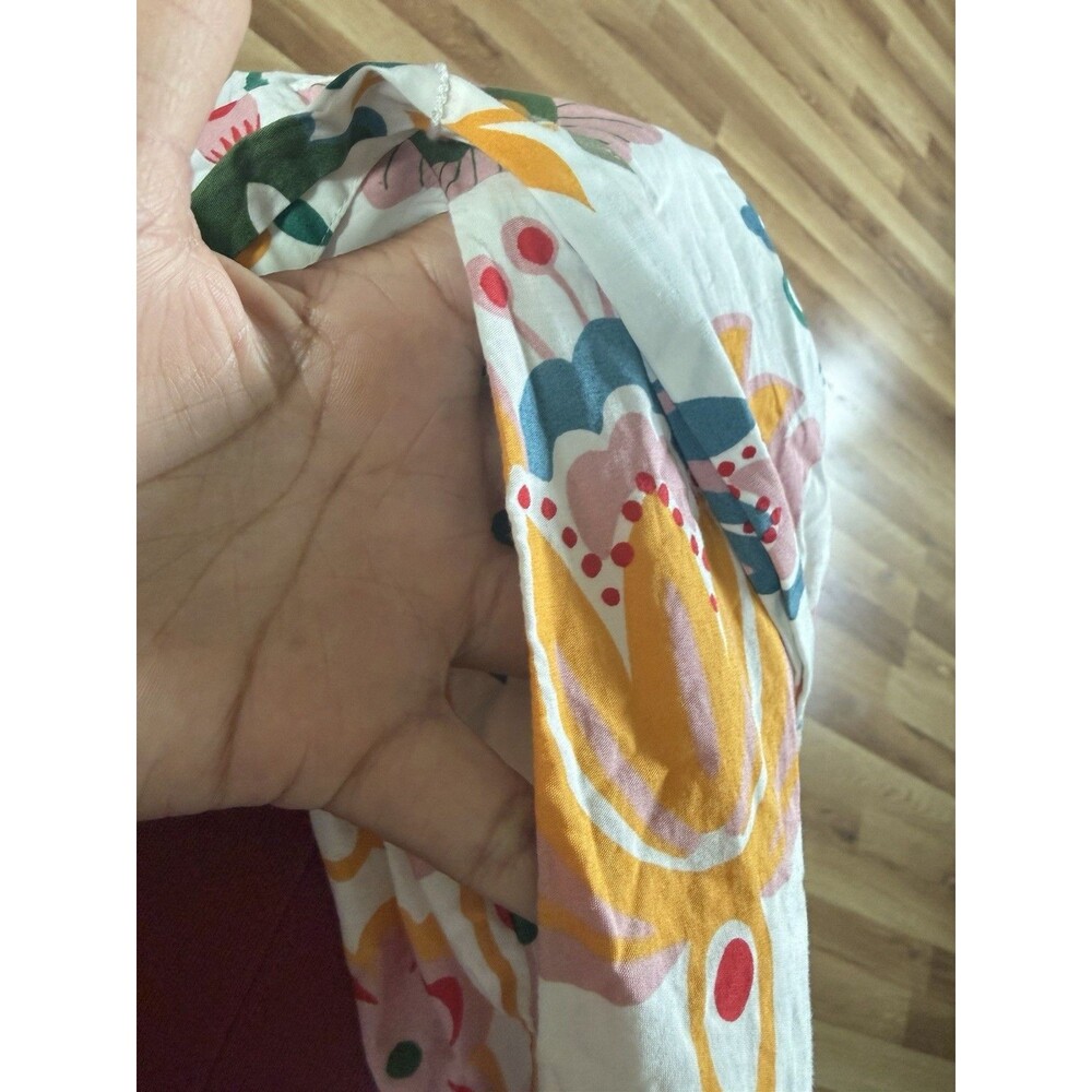 Boden Alexa Floral Multicolor Cotton Shirt Midi Dress Tie Waist Puff Sleeve Sz 8 - Picture 9 of 13